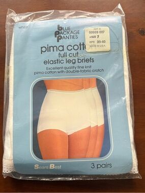 Vintage Sears panties deadstock NEW Pima cotton full cut 39-40 hips 3 briefs